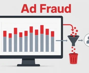 Ad fraud: traffic dashboard where the bot share in red is filtered out before conversions