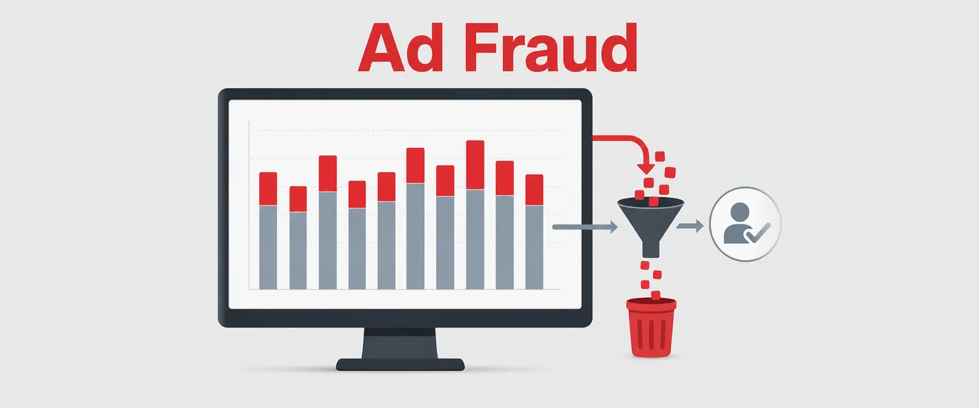 Ad fraud: traffic dashboard where the bot share in red is filtered out before conversions