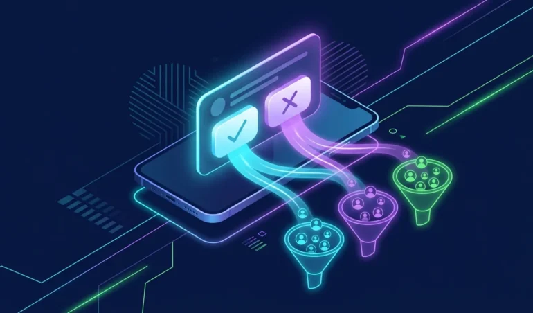 Push notification survey answers sorting users into three audience segments