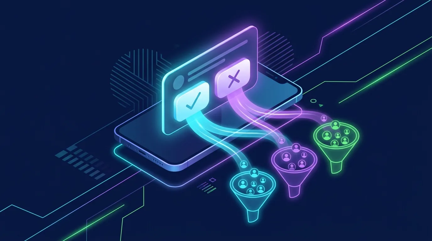 Push notification survey answers sorting users into three audience segments