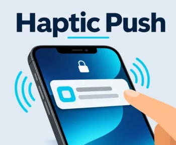 Smartphone vibrating as a push notification arrives while a finger taps it