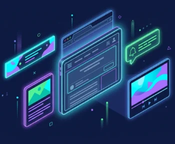 Main screen surrounded by banner, native, push notification and video ad formats