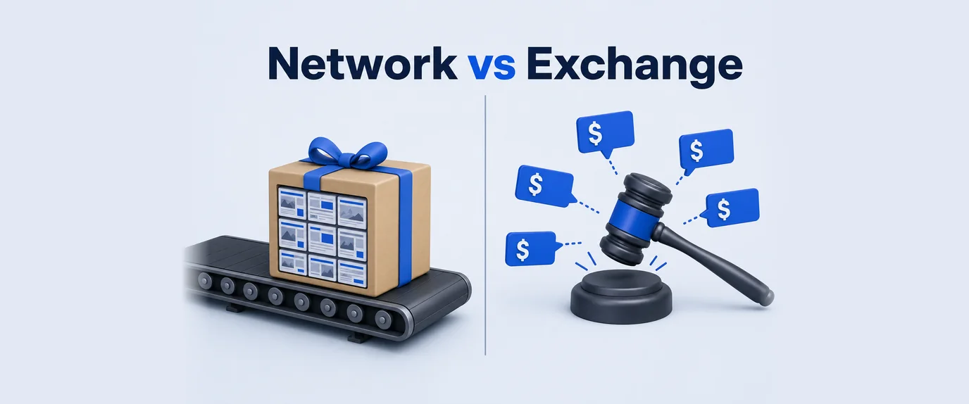Ad network vs ad exchange: a packaged bundle of websites versus a real-time bid auction