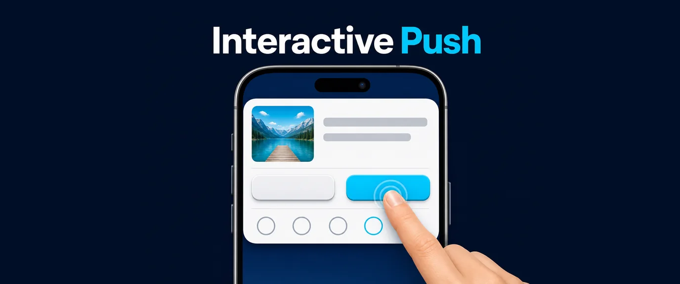 Interactive push: an expanded push notification with action buttons being tapped
