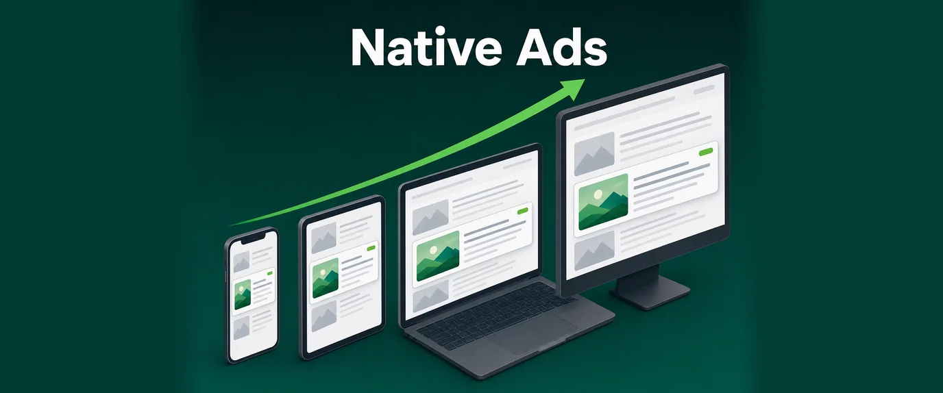Native ads in content feeds scaling from phone to tablet, laptop and desktop
