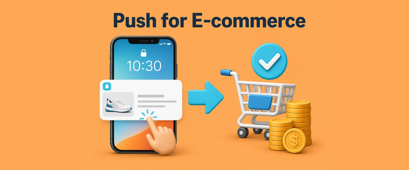 Push ads for e-commerce: tapping a product push notification leads to a completed purchase