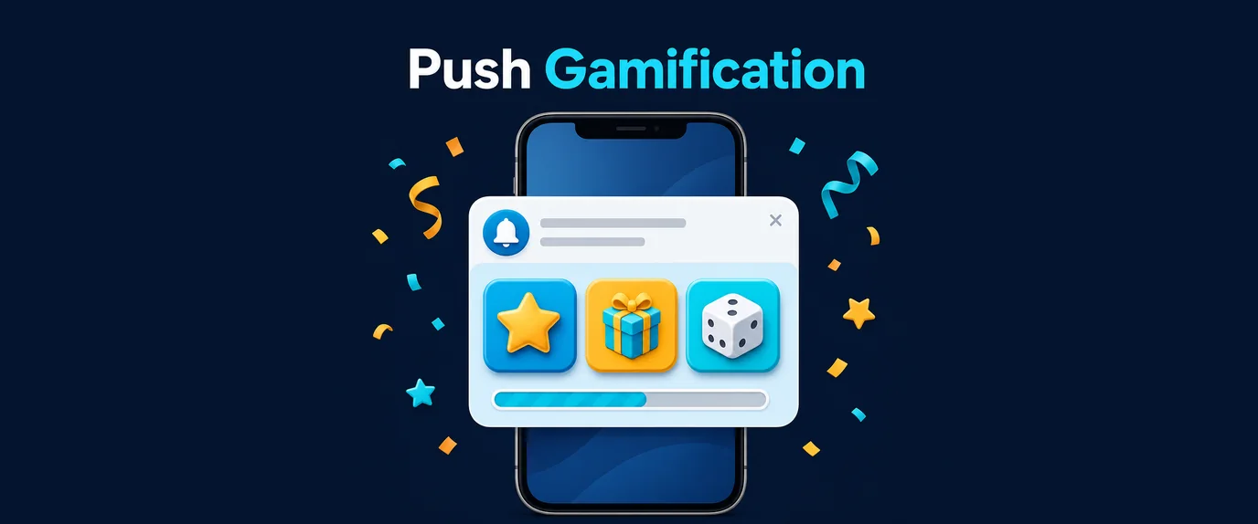 Push gamification: an expanded push notification with game-like choice buttons and a progress bar