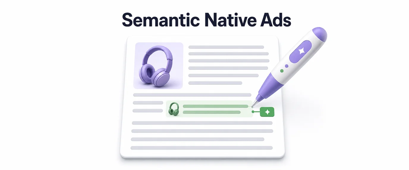 Semantic native ads: an AI pen weaves a marked product mention into an article paragraph
