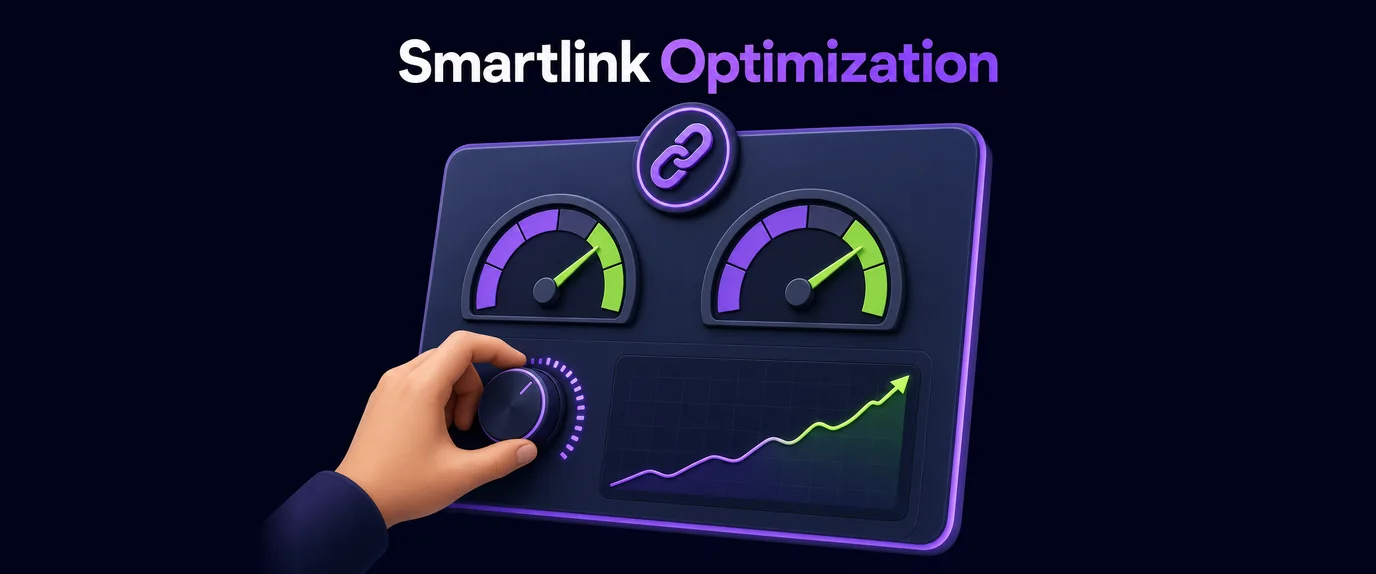 Smartlink optimization: a dashboard with two gauges moving into the green zone and a rising chart
