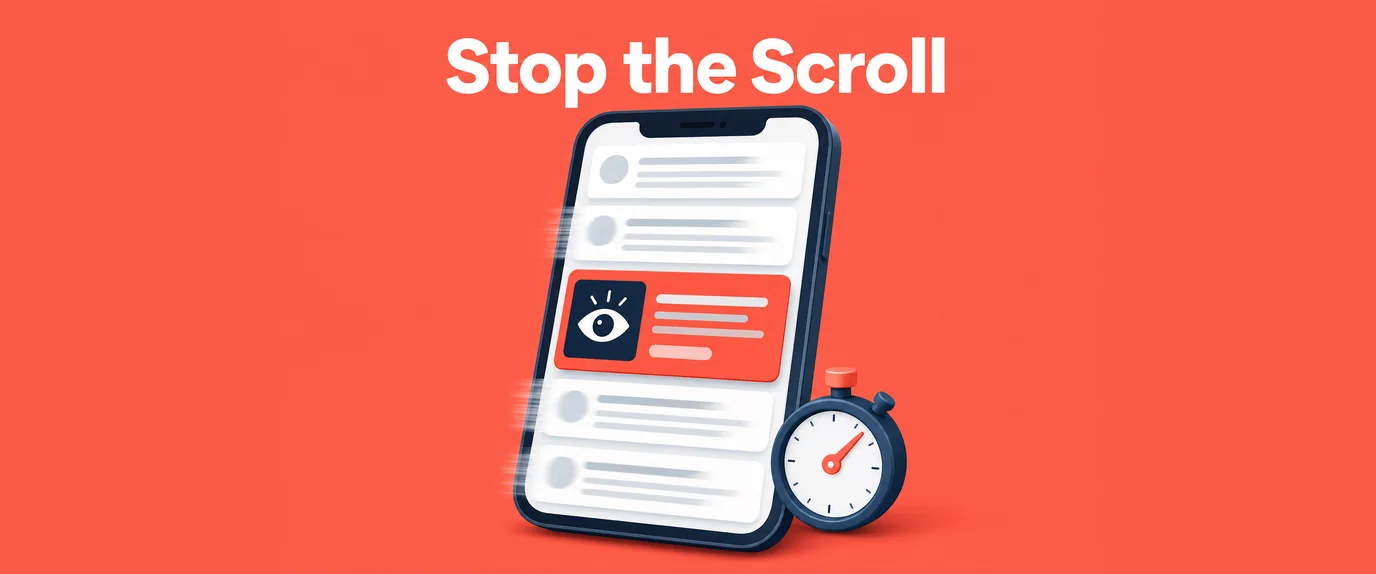 Stop the scroll: one bold ad card stays sharp in a fast-scrolling feed and catches the eye